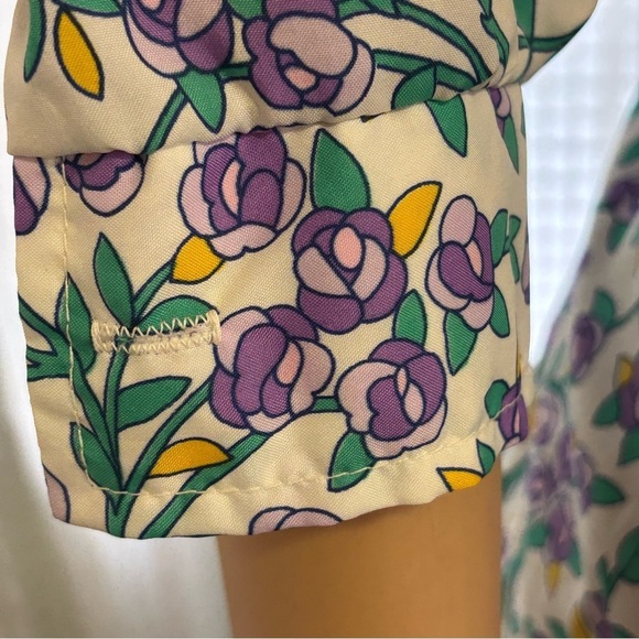 VINTAGE CATALINA WOMENS BLOUSE SIZE 10 WITH FLOWERS IN PURPLE YELLOW GREEN WHITE - Picture 6 of 9